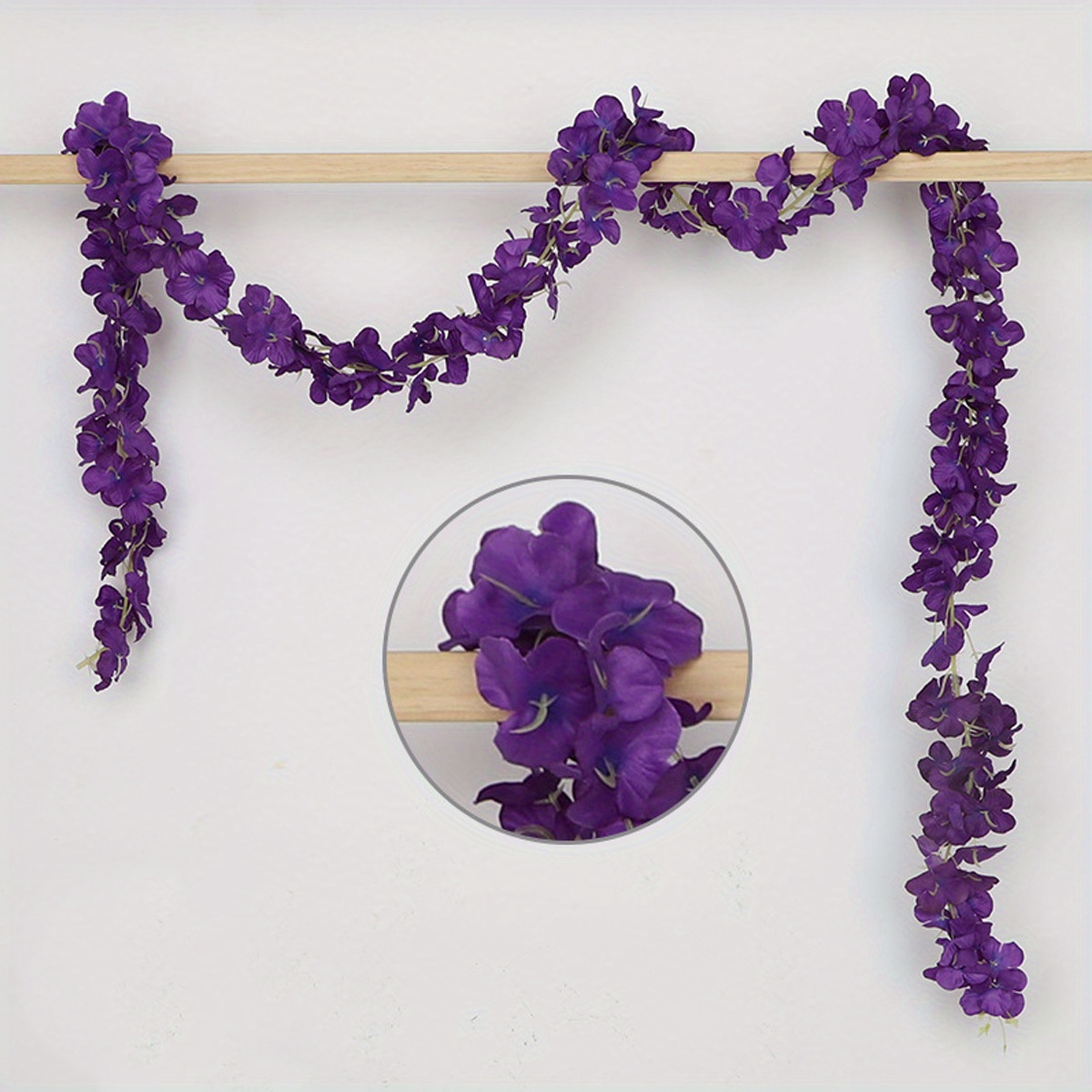 Image of A Wisteria Vine Strand With Artificial Orchid Strips, Violet Wedding Decorative Wall Hanging, Hydrangea Vine Flower Ceiling Hanging