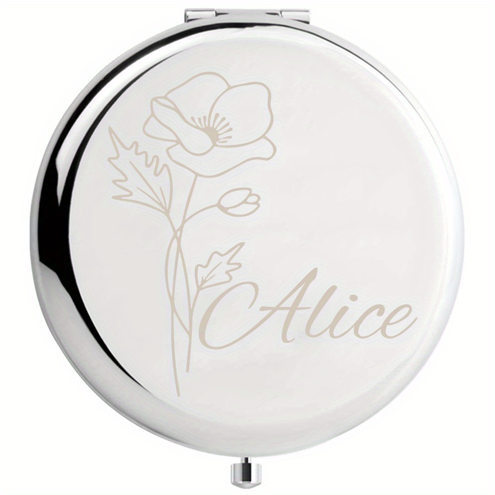 

1pc, Custom Name Mirror Compact Bloom Flower Pocket Makeup Folding Mirror Graduation Gift Sister Bridesmaid Friends Party Gift Birthday Valentine's Day Mother's Day Gift