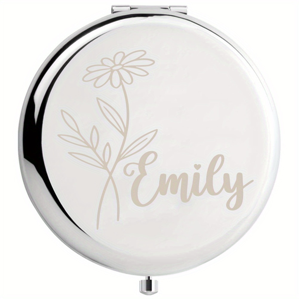 

1pc, Custom Name Mirror Compact Bloom Flower Pocket Makeup Folding Mirror Graduation Gift Sister Bridesmaid Friends Party Gift Birthday Valentine's Day Mother's Day Gift