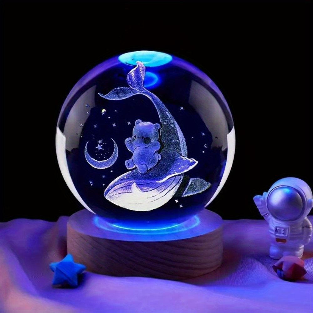 Luz nocturna de bola de cristal 3D, lámpara de mesa de astronauta de  galaxia planetaria brillante, luz de mesita de noche alimentada por USB,  decoración de escritorio, regalo de Navidad - AliExpress
