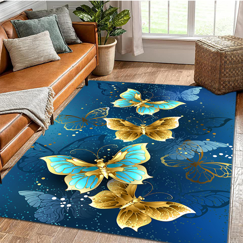 

1 Piece Of Butterfly Pattern Rug Non-slip Area Rug Office Chair Mat Carpet With A Weight Of 800g/m2 Crystal Velvet For Home Decoration In The Living Room Or Bedroom