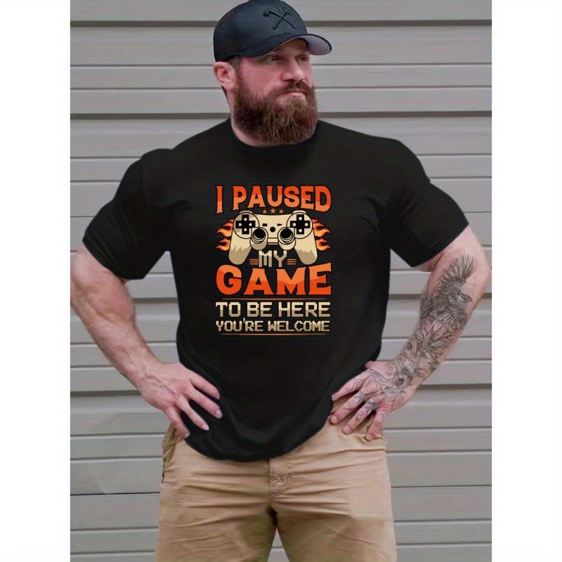 

Plus Size Game Console Pattern Men's Trendy T-shirt For Summer Outdoor, Gift For Men, Men's Clothing