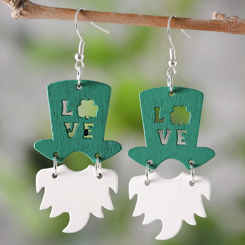 Vintage St. Patrick's Day Earrings White Beard Love Irish - Temu