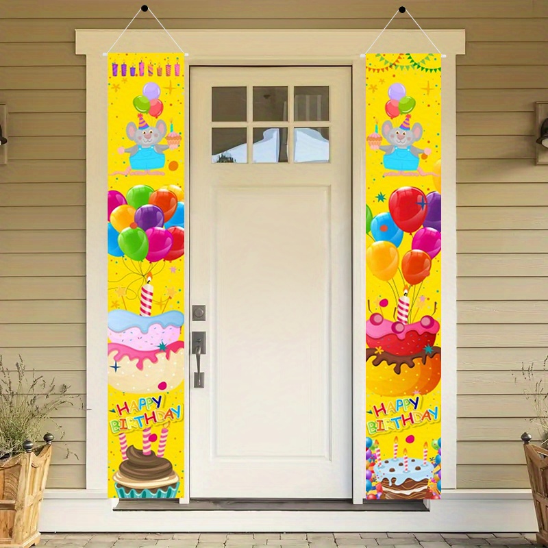 Set/2pcs Decoraciones Pancarta Puerta Cumpleaños Feliz - Temu