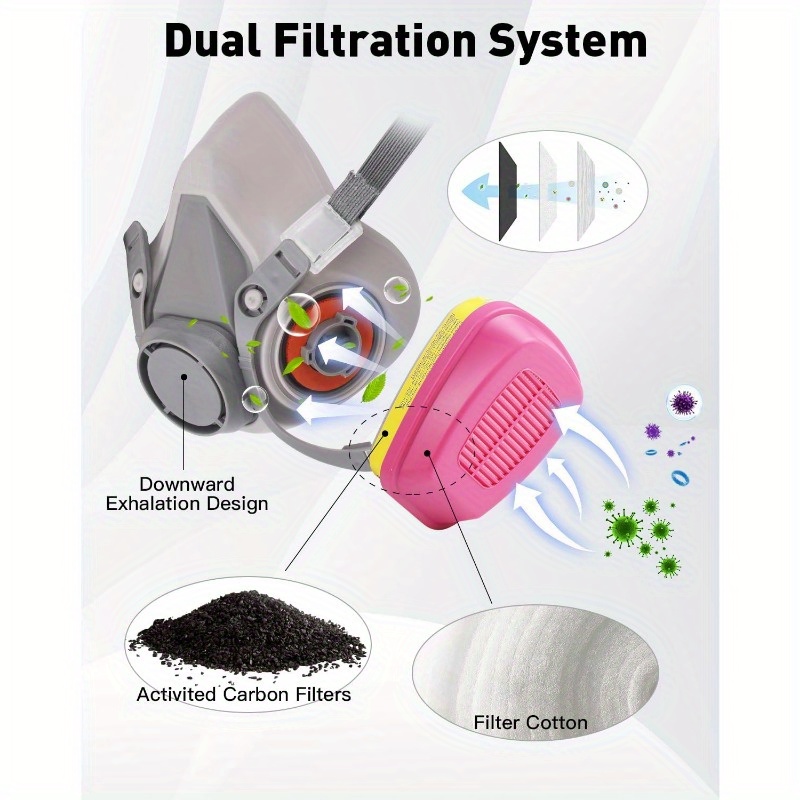 Máscara respiradora de media cara con filtro 60923, máscara de gas  reutilizable con gafas antivaho, máscara de pintura para polvo, pintura,  vapor – Yaxa Colombia