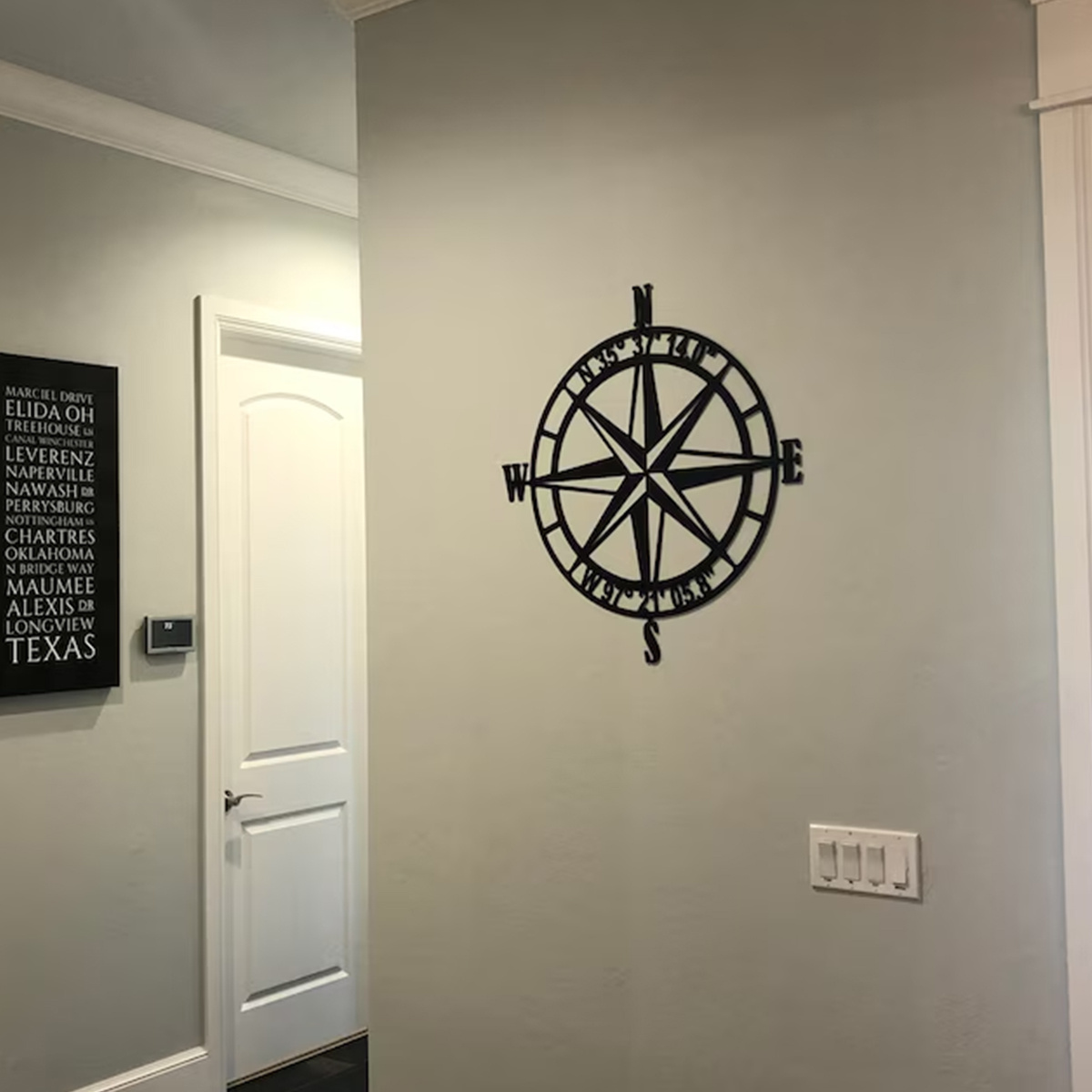 Nautical Compass Rose Metal Wall Art Gps Coordinates Unique - Temu