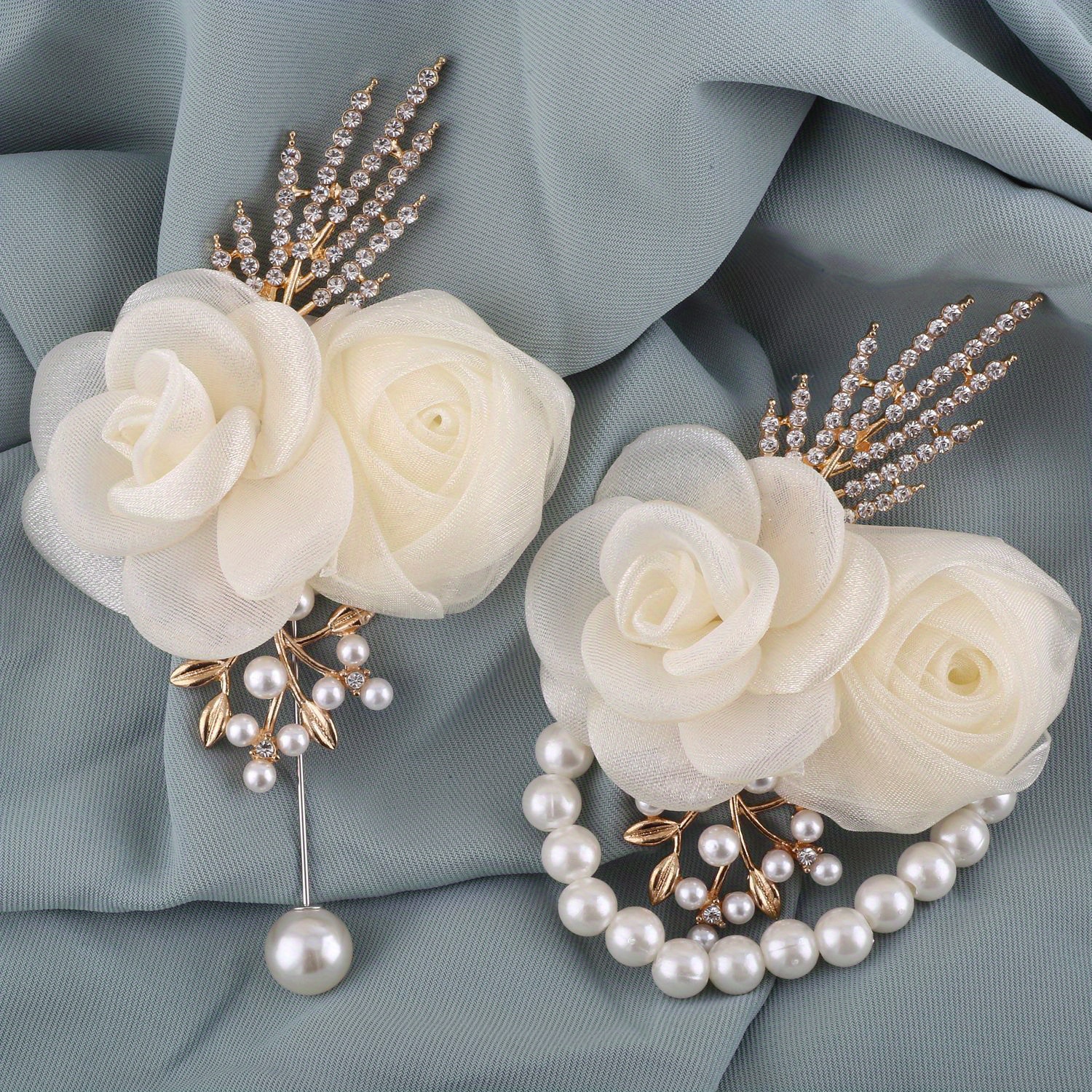 

Elegant Wedding Corsage Wrist Flower Decorated With Faux Pearls Bridesmaid Wedding Accessories