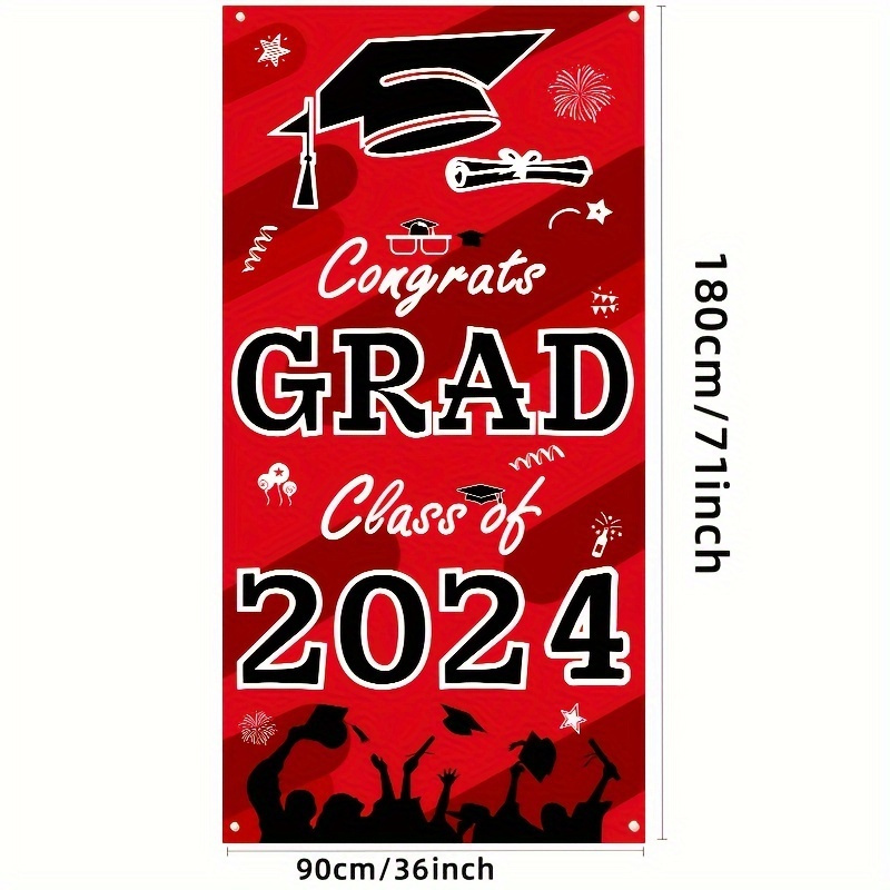 2024 Graduation Decorations, Graduation Decorations Class of 2024, Red and  Black Graduation Party Decorations with Congratulations GRADUATE Banner