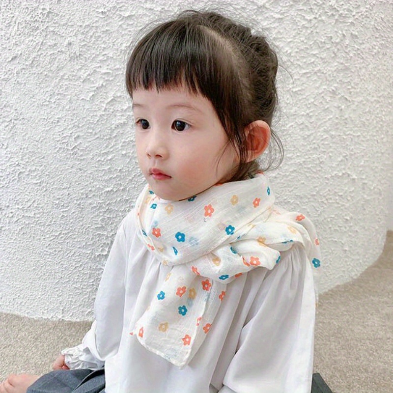 

1pc Children's Cotton And Linen Scarf For Girls And Boys, Thin Spring And Autumn Baby Neck Scarf, Windproof Gauze Scarf For All Seasons