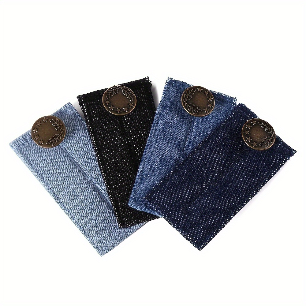 Set Di 7 Estensori In Vita Elastici In Cotone E Denim – Regola La Larghezza Dei Pantaloni In Un Attimo, Colori Assortiti (Kaki, Nero, Blu, Bianco)