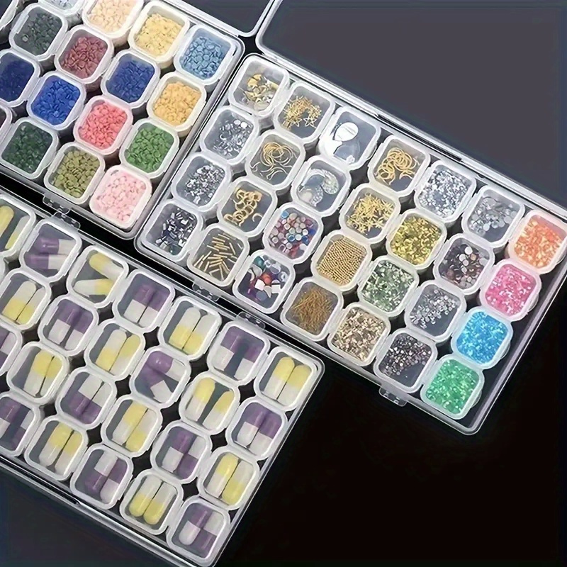 1pc Transparent Plastic Storage Box With 28 Compartments Jewelry