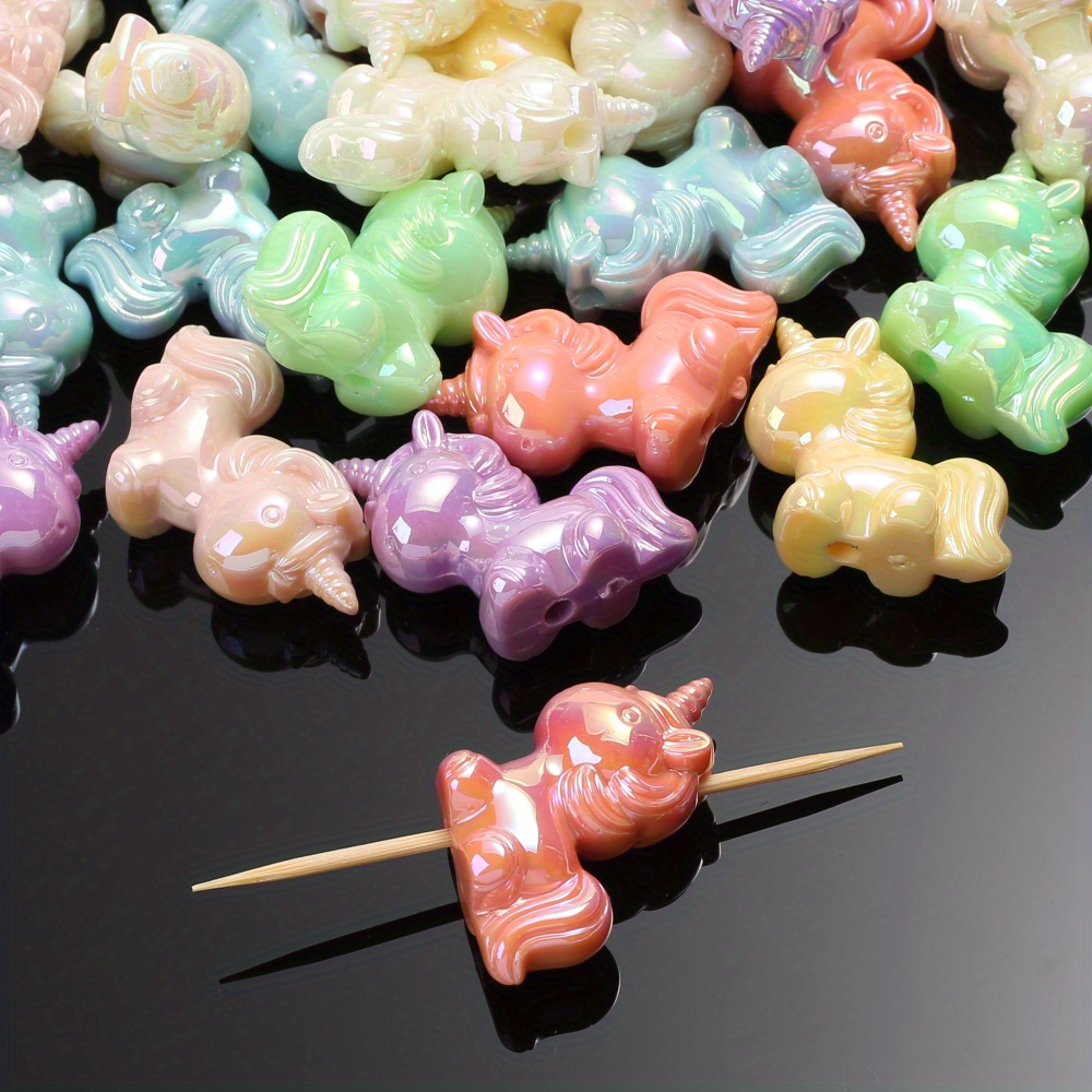 

10pcs 25*29mm Acrylic Ab Color Cartoon Unicorn Beads For Bracelet Jewelry Making Accessories
