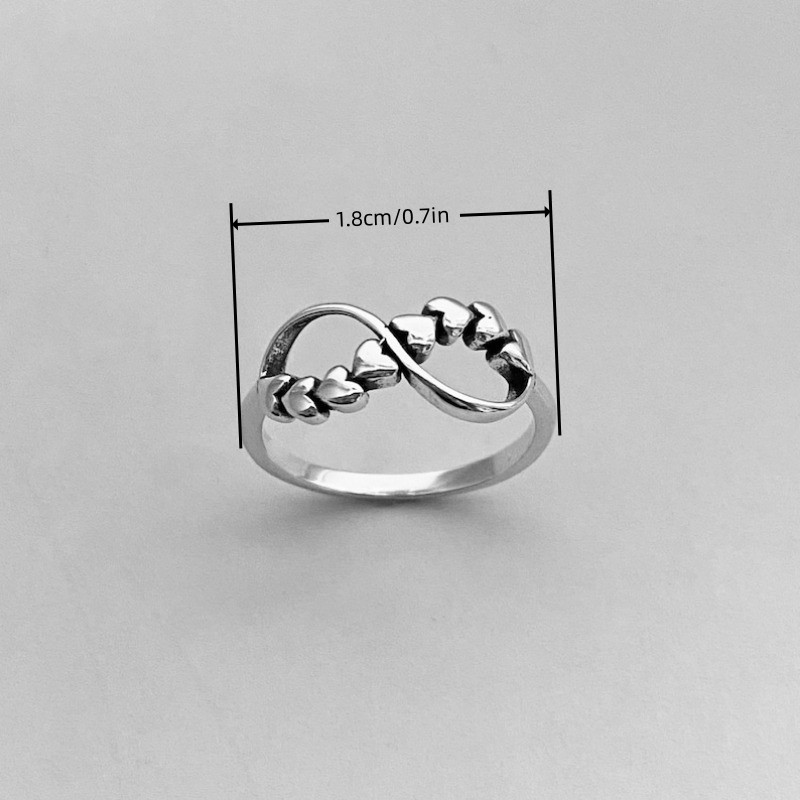 Vintage Heart Infinity 925 Sterling Silvery Minimalist Ring
