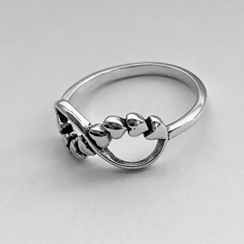 Vintage Heart Infinity 925 Sterling Silvery Minimalist Ring