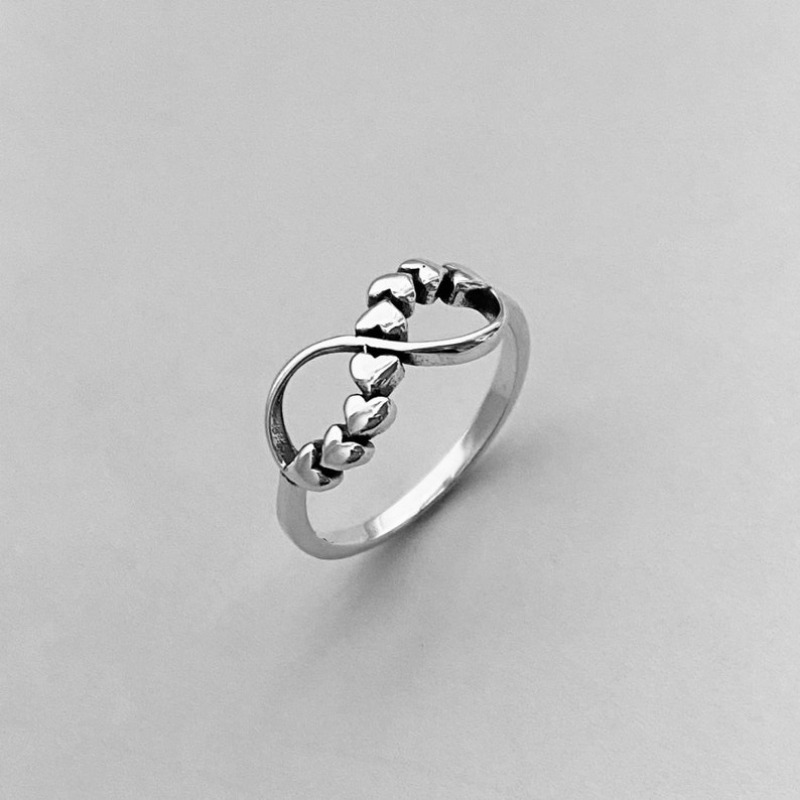Vintage Heart Infinity 925 Sterling Silvery Minimalist Ring
