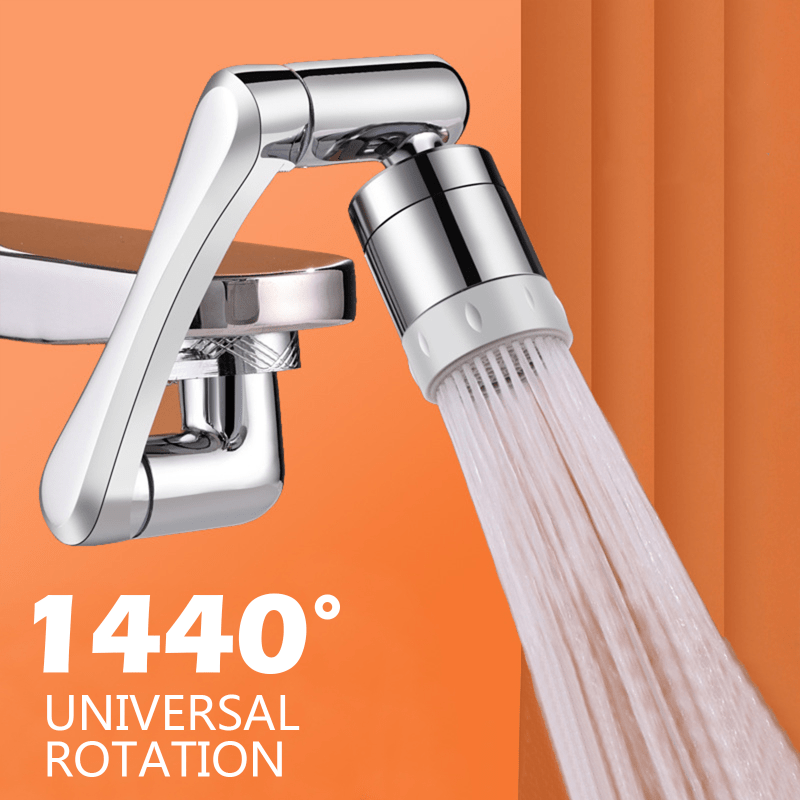 

1pc 1440° Copper Alloy Universal Swivel Faucet Spray Head, Suitable For Extension Faucet, Aerator Spout, Kitchen Faucet, Wash Basin Robot Arm Faucet Extender, Sink Accessories