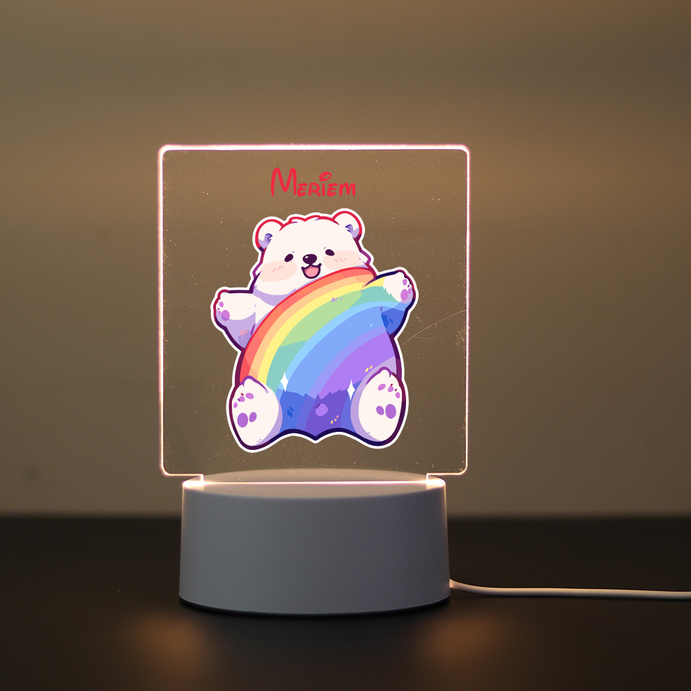 Lampada LED 3D personalizzata con unicorno arcobaleno