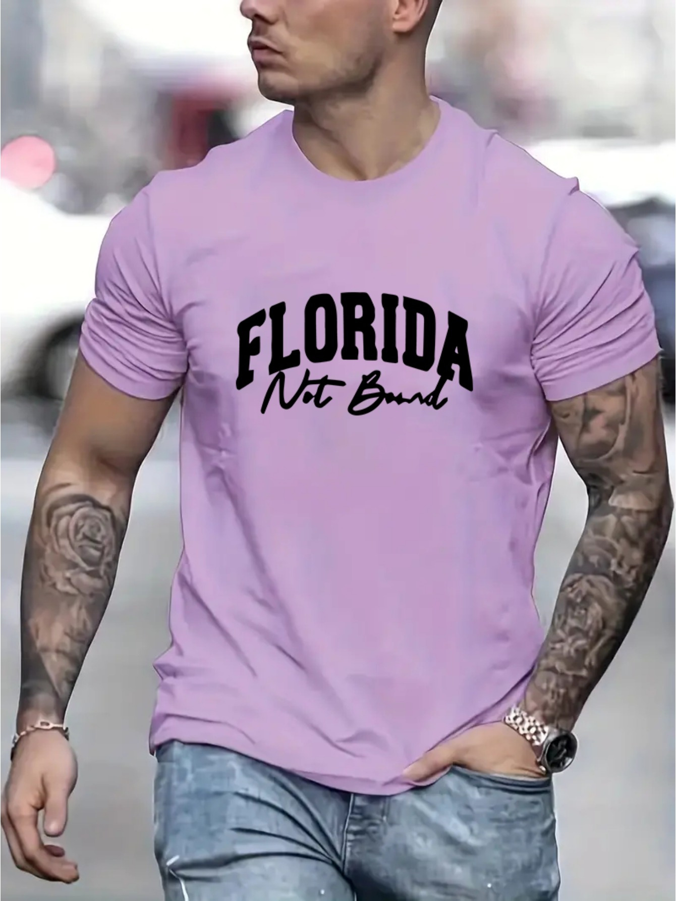 Florida Print Mens Creative Top Casual Short Sleeve Crew Temu Australia