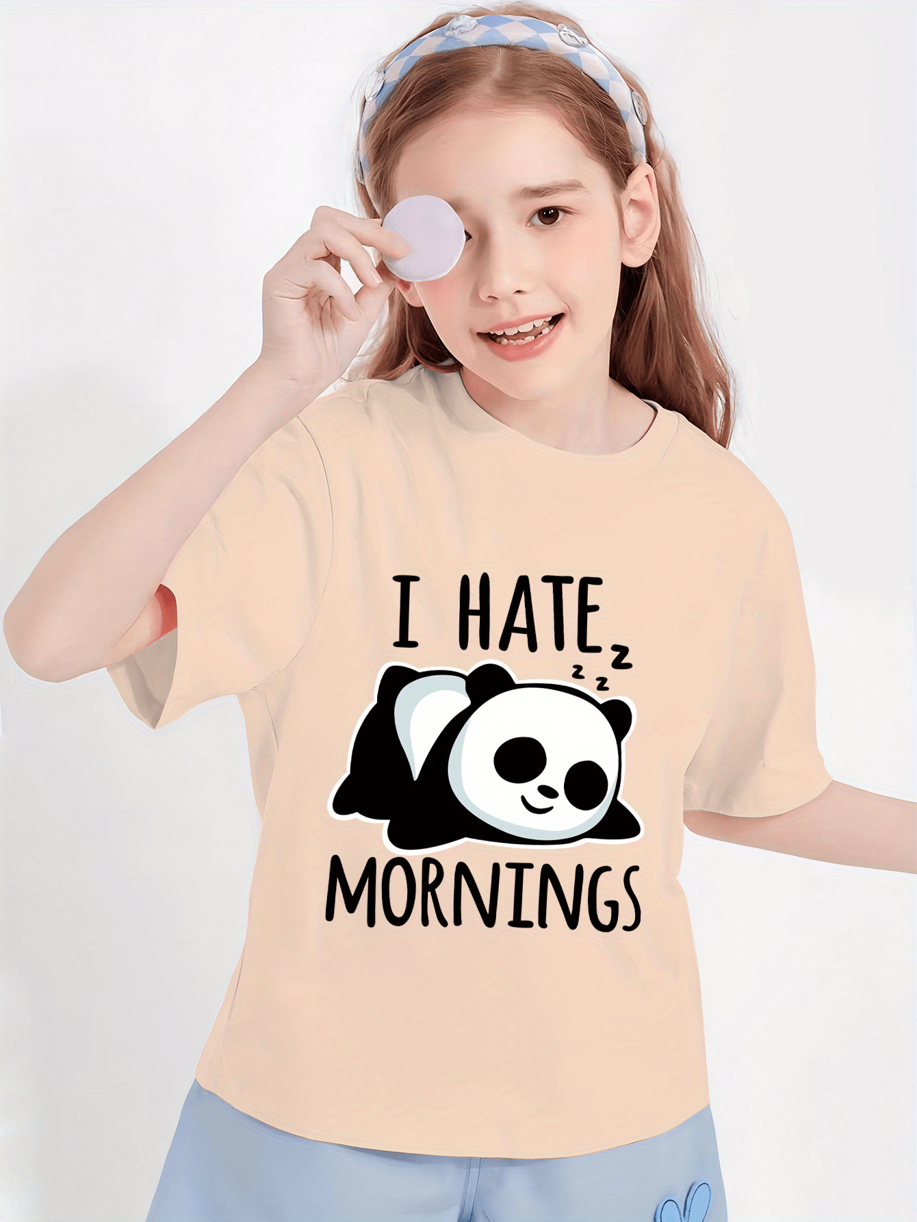 Cute Panda Print T Shirt Tees Cartoon Kids Girls Casual - Temu Australia