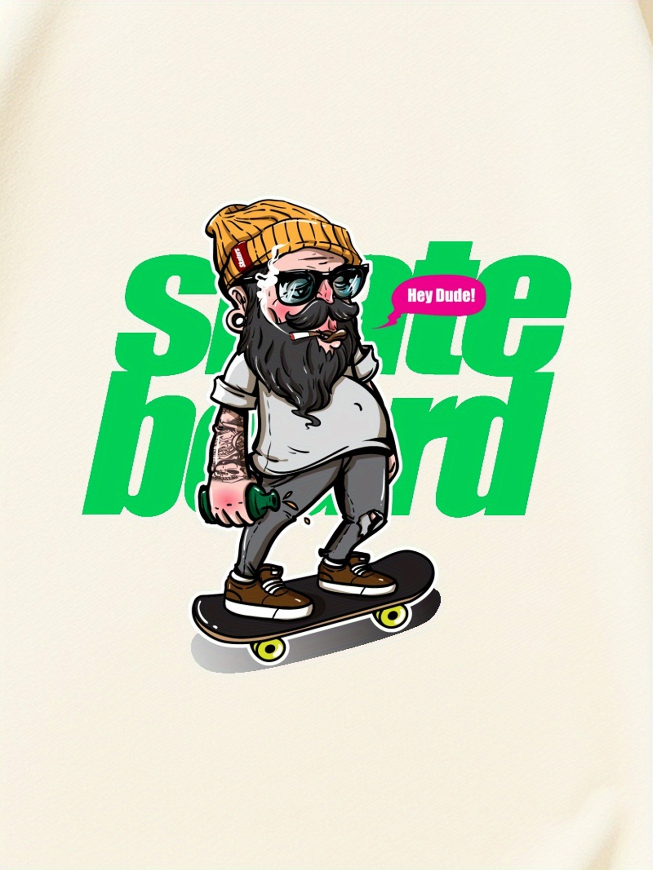 camiseta gráfica skateboard talla hombre color crema Temu Chile