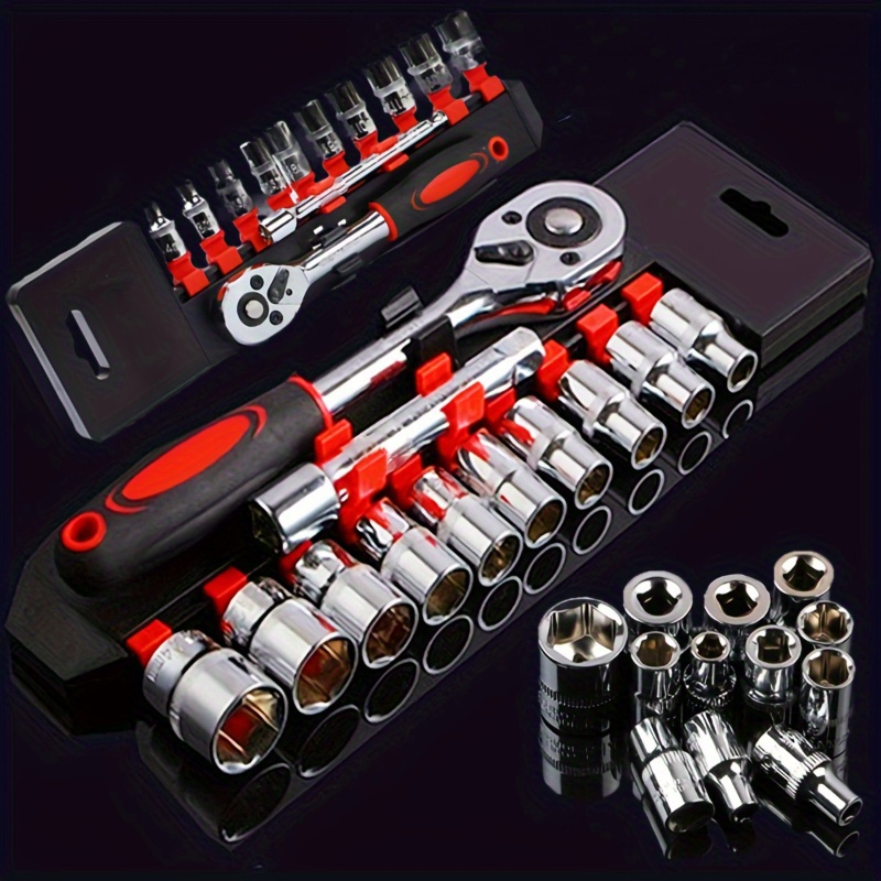 

1pc 1/4 New Upgrade Wrench Socket Set Hardware Car Boat Motorcycle Bicycle Repairing Tool Ratchet Socket Wrench Multi-functional Outer Hexagonal Wrench 12 Long Sleeves