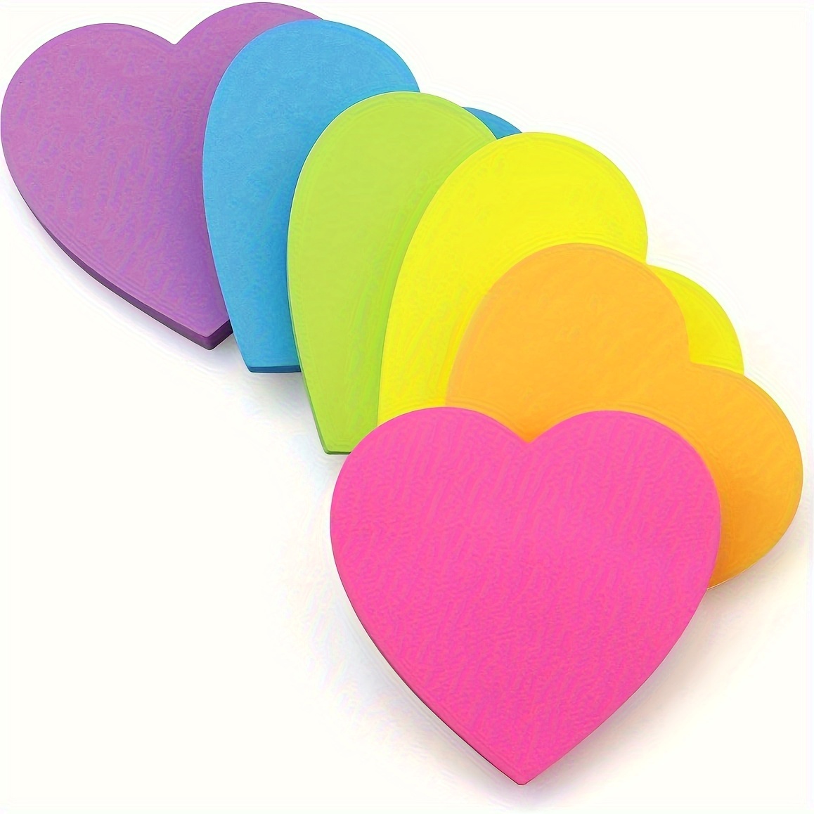 TEMU 6-pack Heart Shaped Self Sticky Post Notes, Multi-color Sticky Notes, Creative Sticky Notes For School And Office Supplies