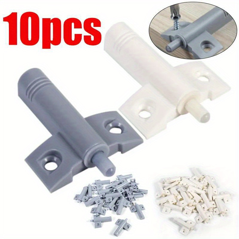 

10-piece Quiet Close Cabinet Door Stoppers - Soft Buffer Drawer Dampers For Kitchen & Bathroom Furniture, Easy Install, Gray & White