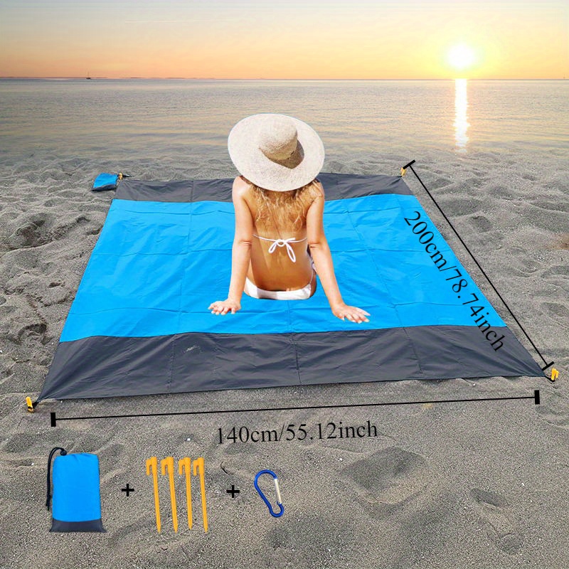 

Outdoor Camping Waterproof Convenient Foldable Two-color Picnic Mat, Moisture-proof Polyester Plaid Pocket Beach Mat