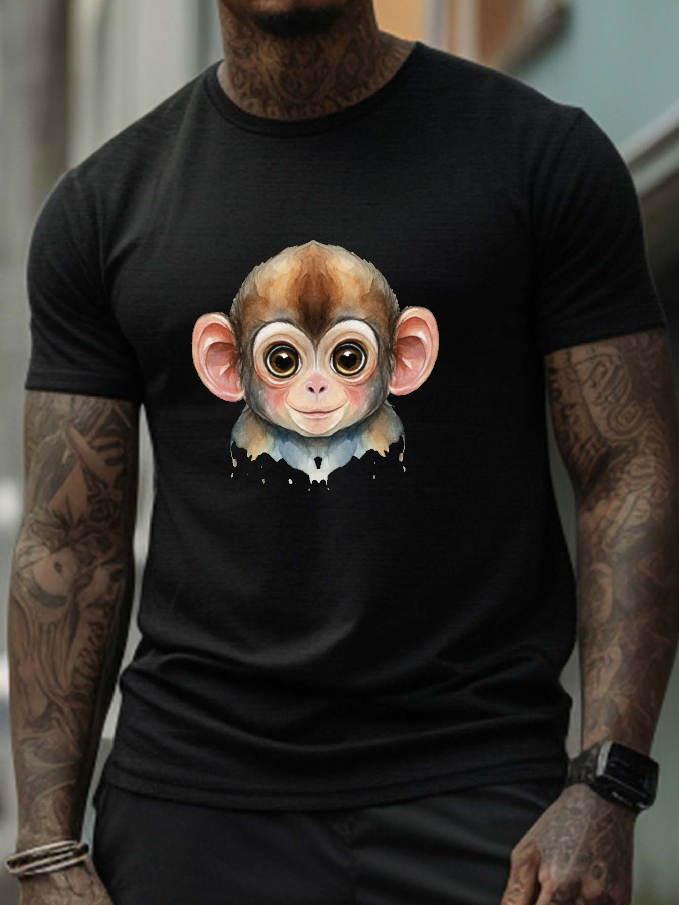 T shirt Graphique T te De Singe Pour Hommes De Grande Temu Canada