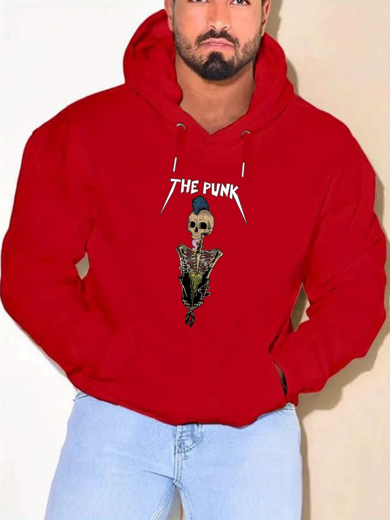 sudadera capucha beige hombre the punk Temu Spain