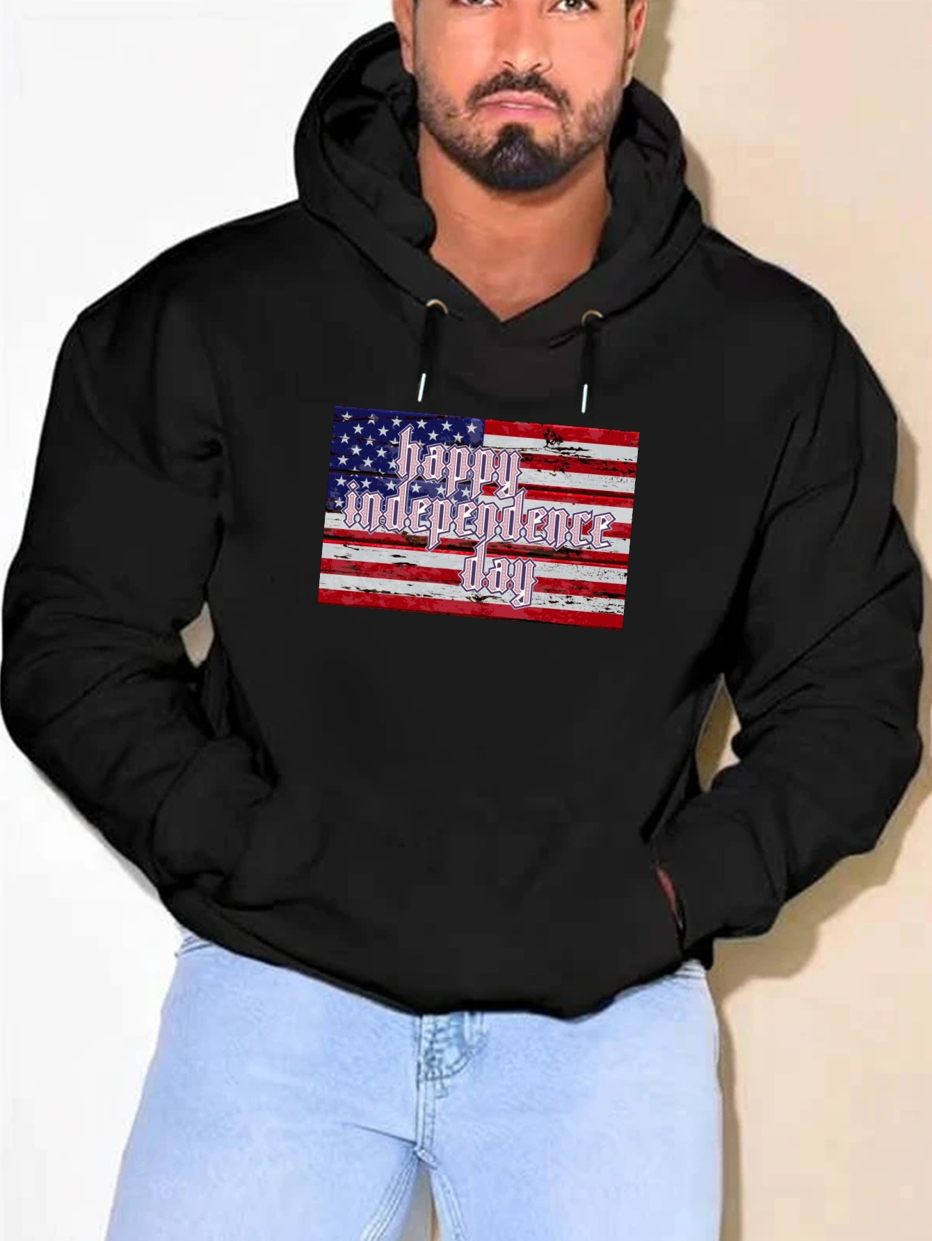 plus size usa flag print hoodie mens casual graphic design pullover hooded sweatshirt with kangaroo pocket streetwear for winter fall mens clothing