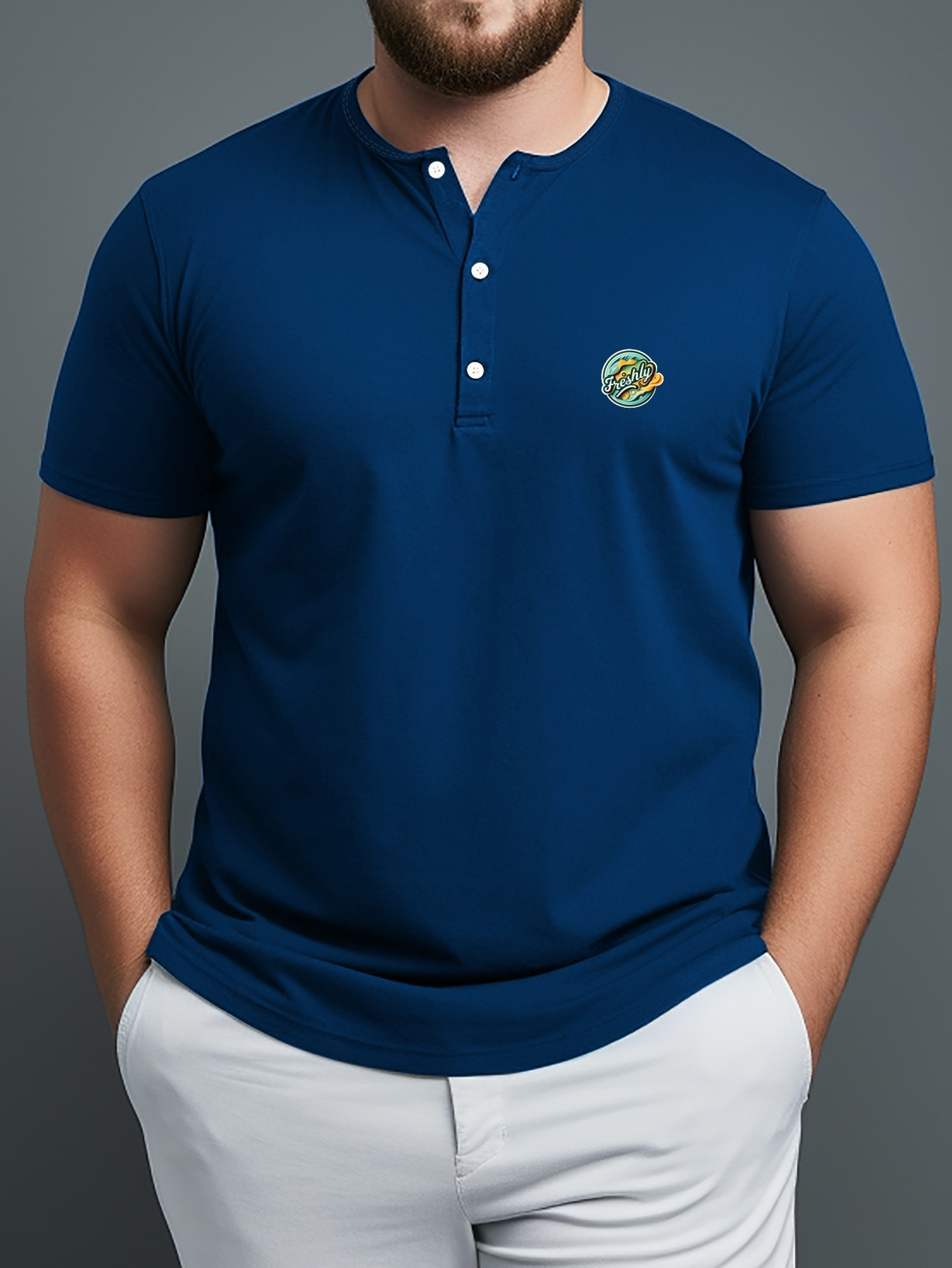 Plus Size Camisetas Henley Cuello En V Patron Retro Hombres Temu Dominican Republic