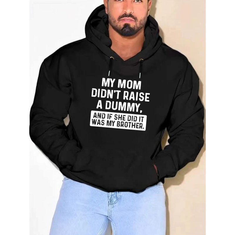 

Plus Size Men's Stylish Loose Letters Pattern Print Hoodie With Pockets, Casual Breathable Long Sleeve Hooded Sweatshirt For Fall Spring Outdoor Activities, Men's Clothing