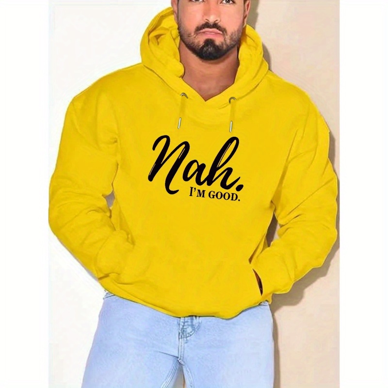

Plus Size Creative Letter Print Hoodie, Cool Hoodies For Men, Men's Casual Graphic Design Hooded Sweatshirt With Kangaroo Pocket Streetwear For Winter Fall, As Gifts, Men's Clothing