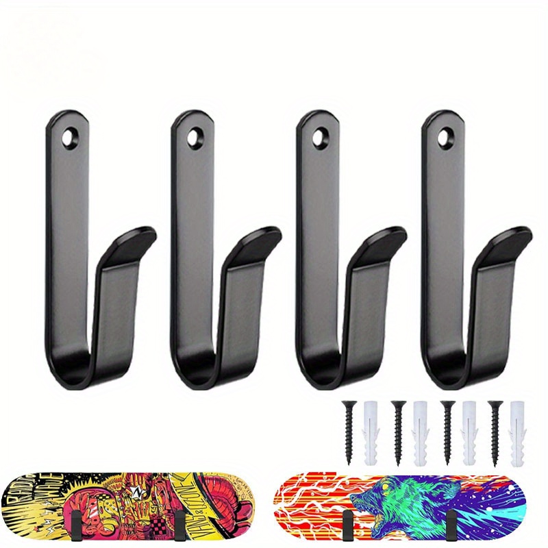 4pcs Metal Hooks For Hanging Skis, Skateboards, Surfboards, And Clothes,  Providing Strong Support For Horizontal Display On The Wall