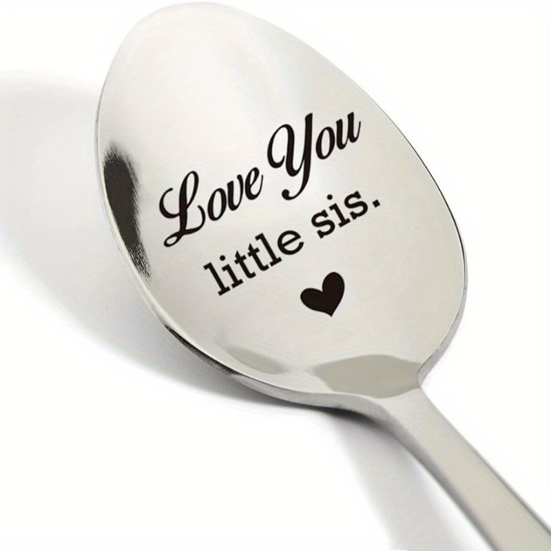 TEMU Little Sister Gifts, Gifts For Little Sister Birthday Graduation, Love You Little Sis Spoon Engraved Stainless Steel, Coffee Spoon Tea Spoon