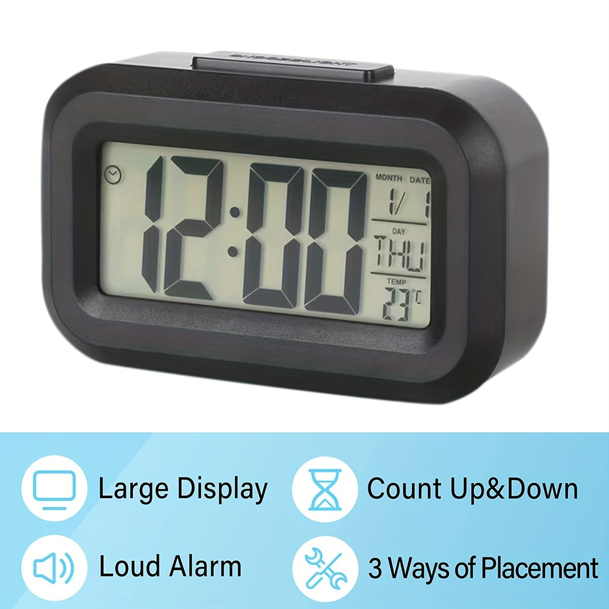 1pc Orologio Digitale Da Viaggio Pieghevole Con Grande Display Numerico -  Calendario Temperatura Timer Orologio LCD Con Modalità Snooze, Alimentato A  Batteria - Orologio Da Scrivania Compatto Per Tutte Le Età - Temu Italy