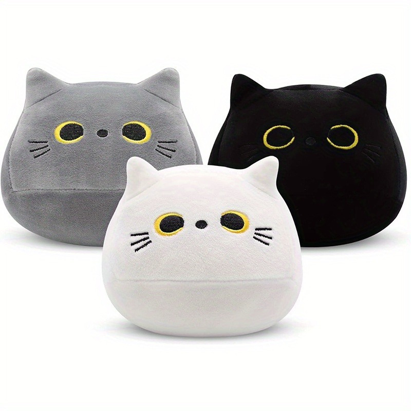Oreiller 3D en peluche pour chat noir, gros chat noir en peluche pour chat,  oreillers Kawaii