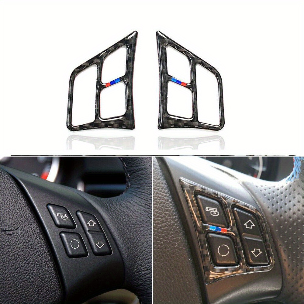 2pcs カー ステアリングホイールボタンステッカートリムカバー