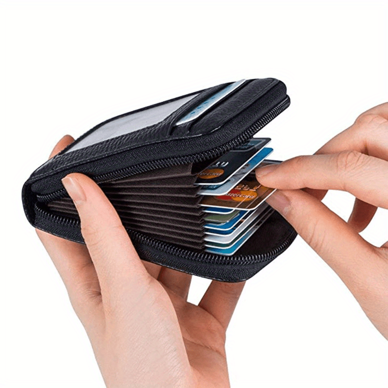 

1pc Men's Leather Card Holder, Casual Zipper Coin Wallet