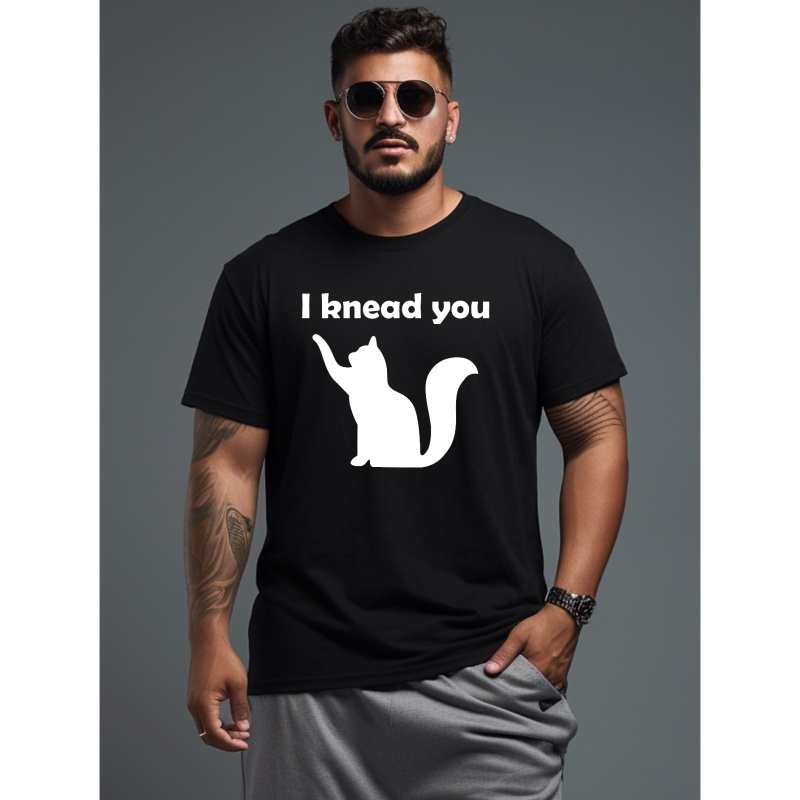 

Plus Size Men's Cat Pattern Crew Neck T-shirt, Casual Comfy Tees Tshirts For Summer, Men's Clothing