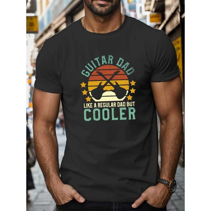 

Guitar Dad Print T Shirt, Tees For Men, Casual Short Sleeve T-shirt For Summer