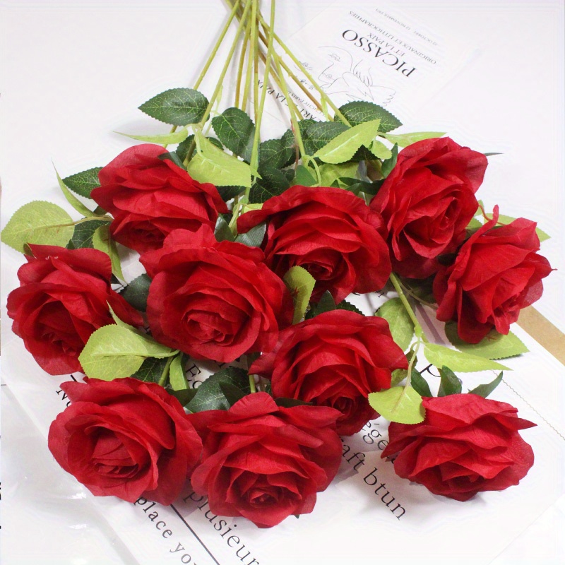 1 pezzo Bouquet di fiori di rose finte, bouquet di decorazione di stelo di  fiori artificiali, rosa finta da sposa artificiale per decorazioni per casa  di nozze