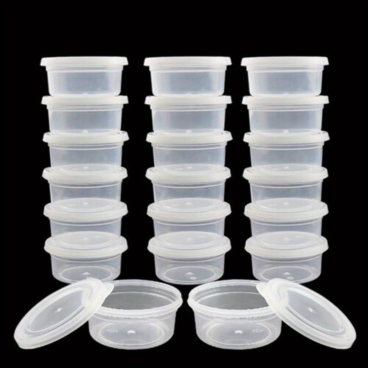 

20pcs Transparent Packing Clay Storage Box Round Box With Lid Plastic Packaging Diy Clay Storage Tool