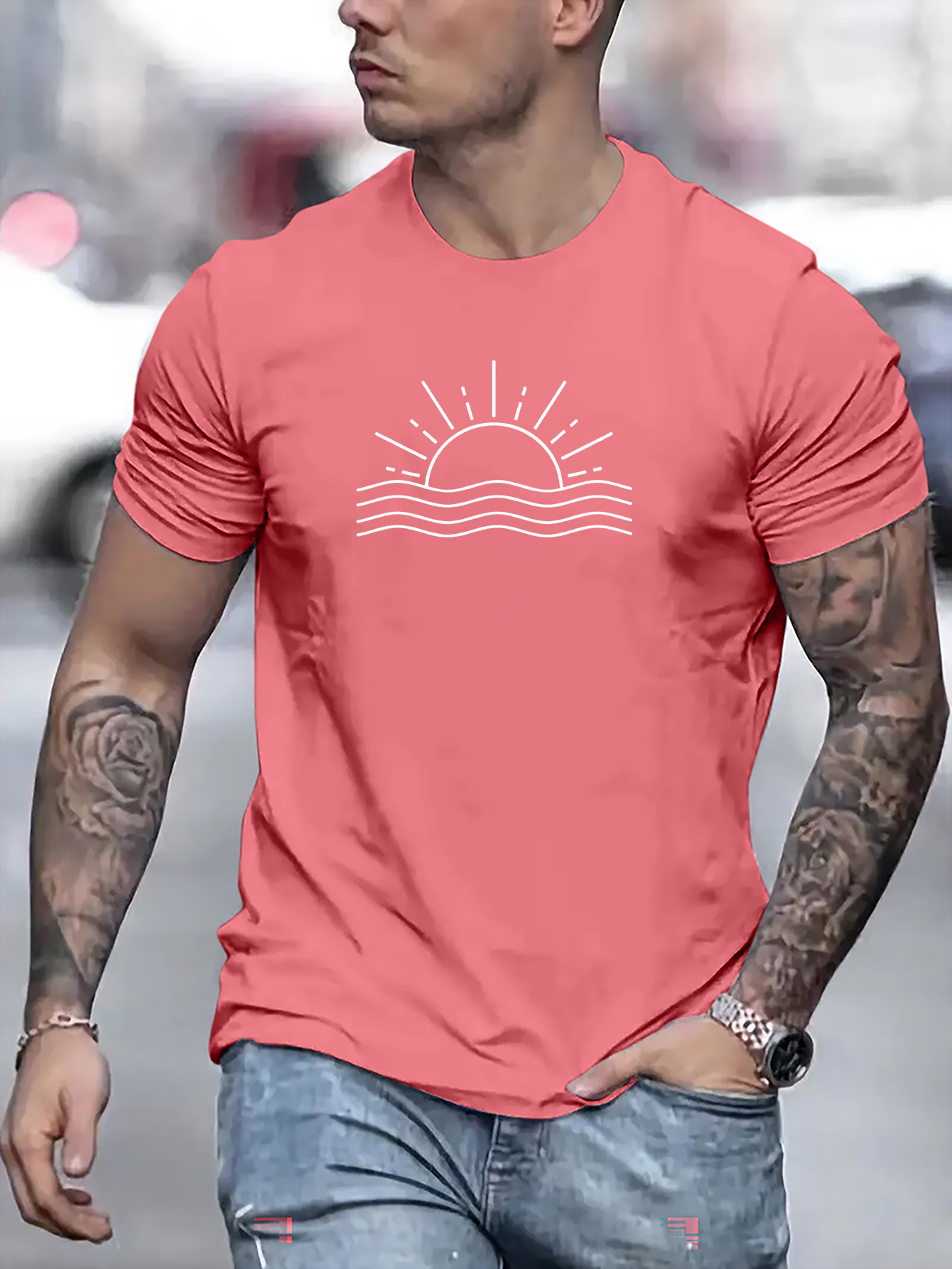 Sunrise Print Tees Men Casual Quick Drying Breathable T - Temu Canada