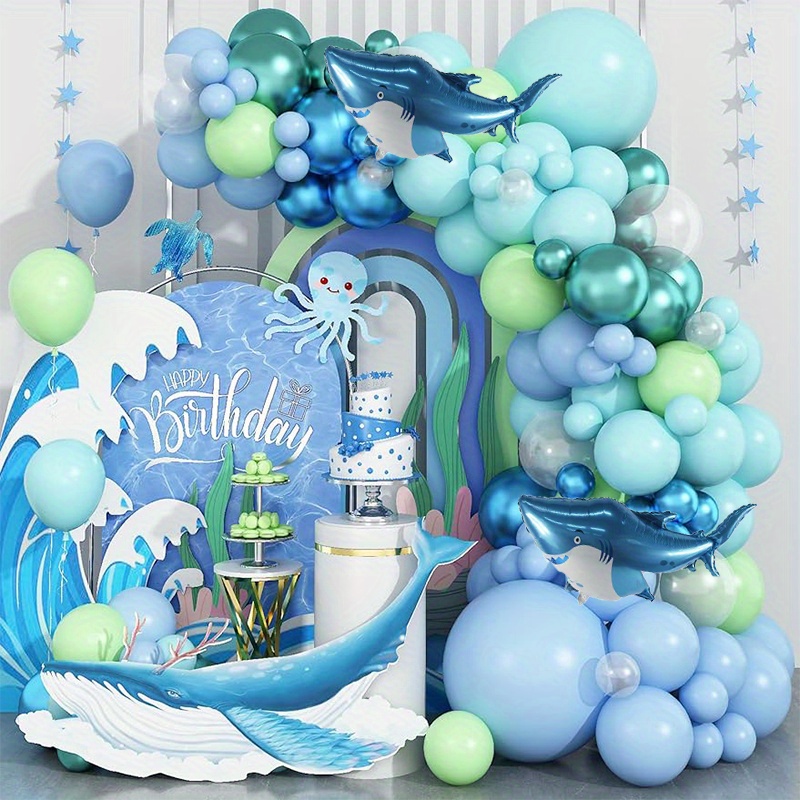 Under The Sea Balloon Garland Kit - Ocean Balloon Arch With Blue, Mint, Sea  Creatures & Baby Shark Balloons For Ocean Birthday Party Decorations