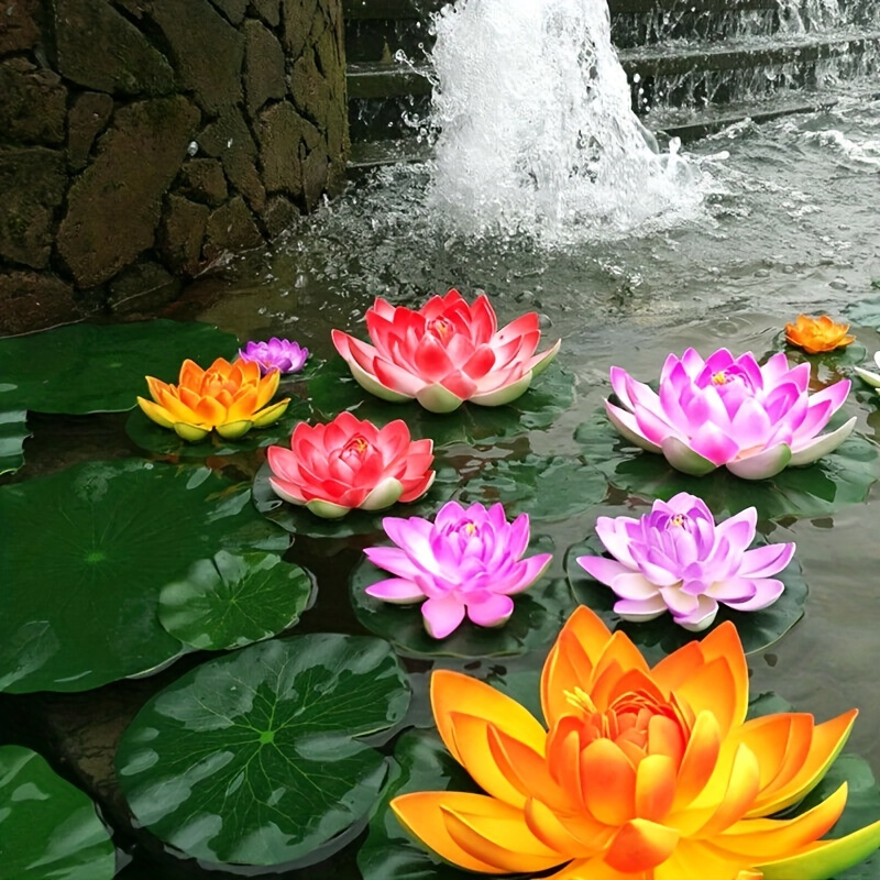 

5pcs Artificial Lotus Flowers For Patio, Koi Pond, Pool, Aquarium, Home, Garden, Wedding, Thanksgiving, Stage, And Party Decor - Aesthetic And Performance-enhancing Ornaments