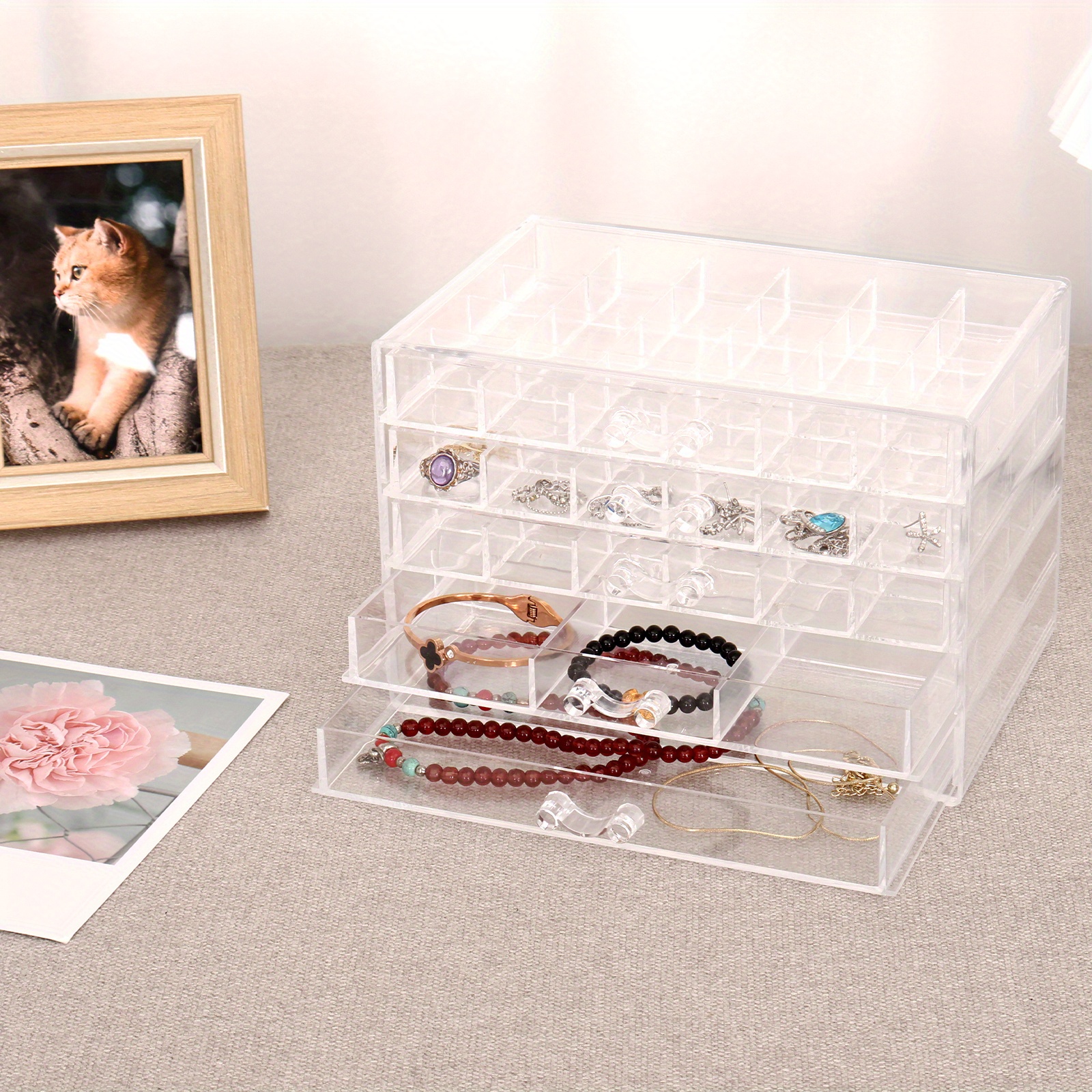 5 layer Jewelry Box Dust proof Transparent Drawer Storage - Temu