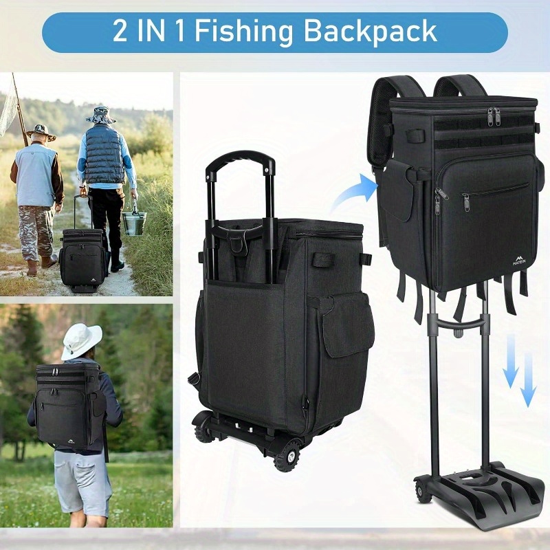 Fishing Tackle Backpack With Cooler Waterproof Rod Holder Large