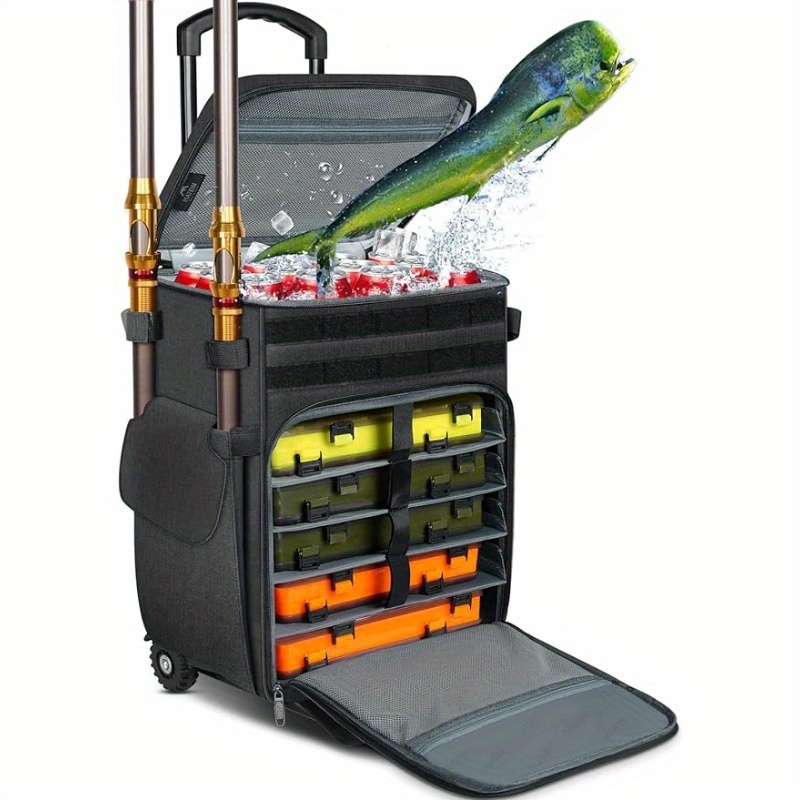 Rolling Tackle Box with Wheels - Waterproof Rolling Fishing Backpack 5  Remova 672713236634 